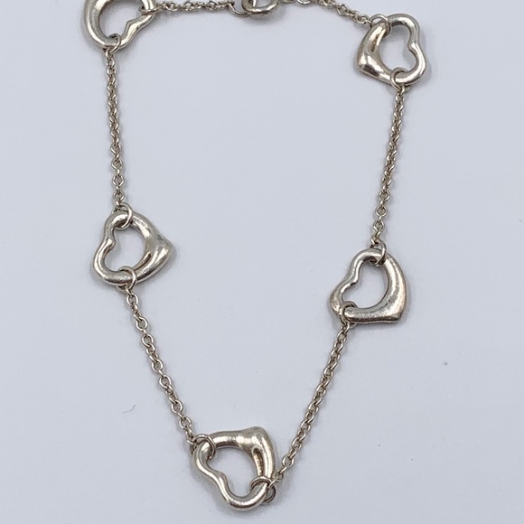 Authentic Tiffany & Co 925 Silver Elsa Peretti 5 Open Hearts Bracelet - Picture 2 of 9